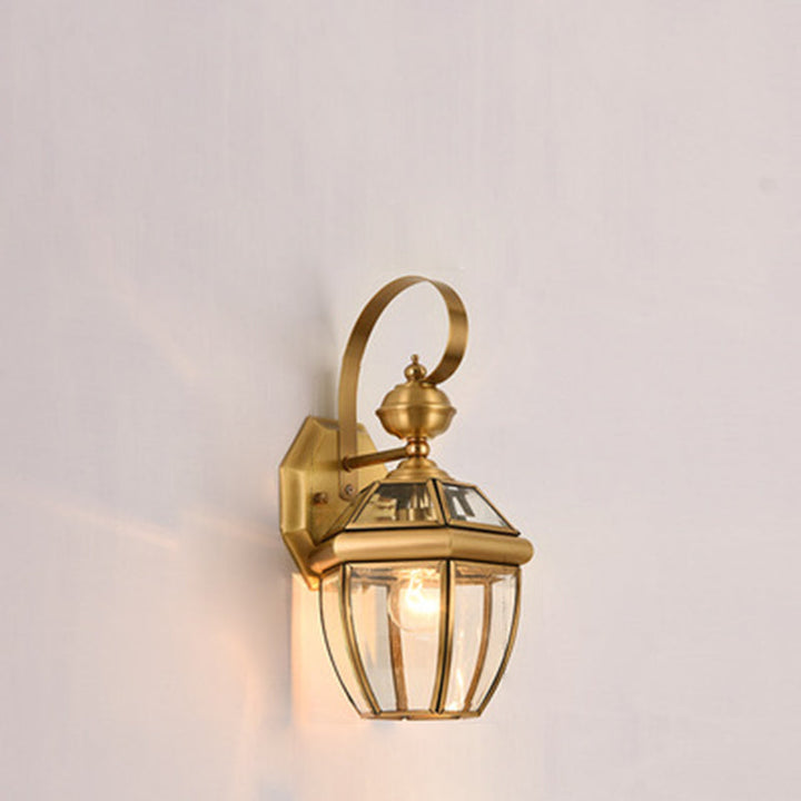 Contemporary Scandinavian Hexagonal Round Square Glass Brass 1/3 Light Wall Sconce Lamp For Garden | Bowlift