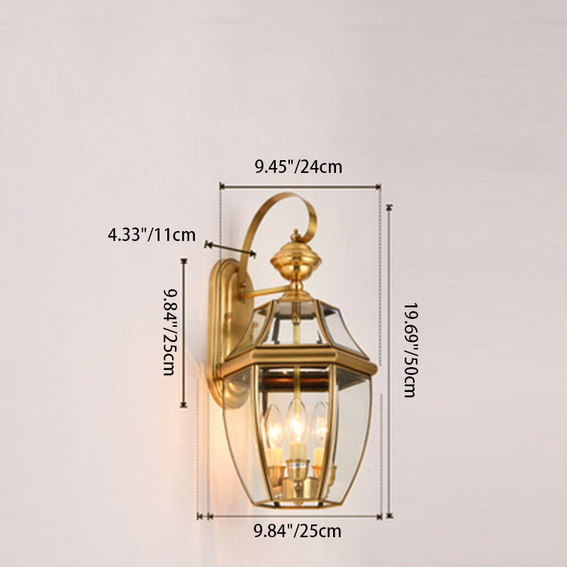 Contemporary Scandinavian Hexagonal Round Square Glass Brass 1/3 Light Wall Sconce Lamp For Garden | Bowlift