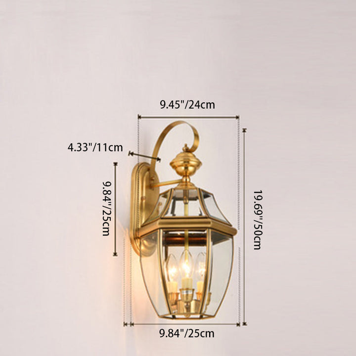Contemporary Scandinavian Hexagonal Round Square Glass Brass 1/3 Light Wall Sconce Lamp For Garden | Bowlift