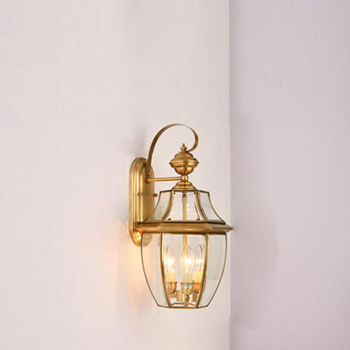Contemporary Scandinavian Hexagonal Round Square Glass Brass 1/3 Light Wall Sconce Lamp For Garden | Bowlift