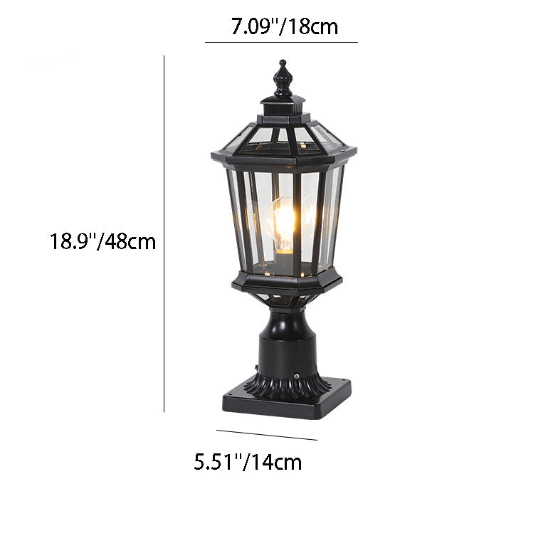 Traditional Vintage Octagonal Square Curved Linear Glass Aluminum 1-Light Outdoor Light For Garden | Bowlift