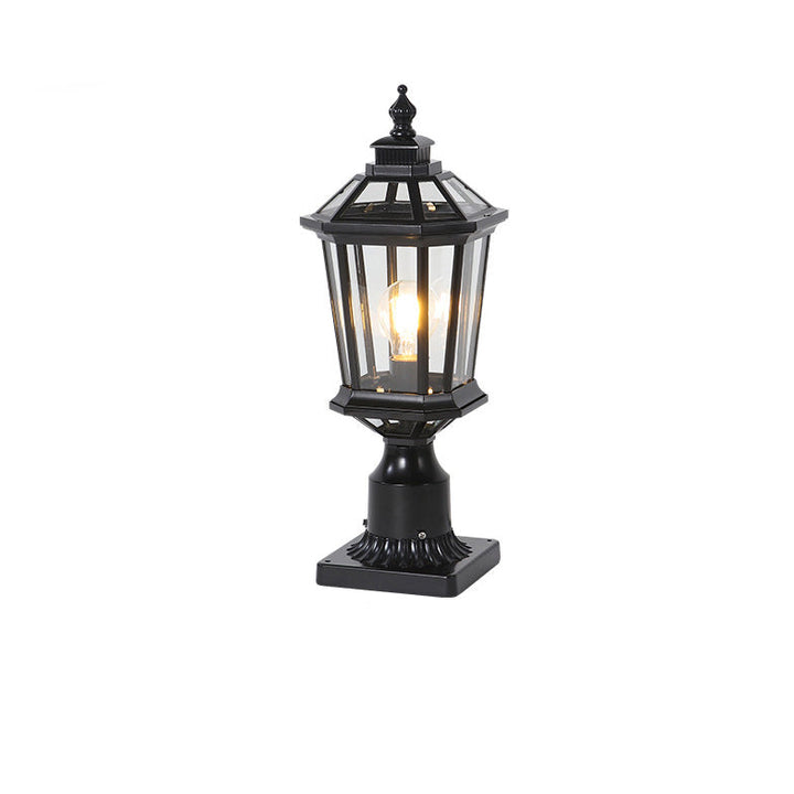 Traditional Vintage Octagonal Square Curved Linear Glass Aluminum 1-Light Outdoor Light For Garden | Bowlift