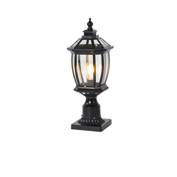 Traditional Vintage Octagonal Square Curved Linear Glass Aluminum 1-Light Outdoor Light For Garden | Bowlift