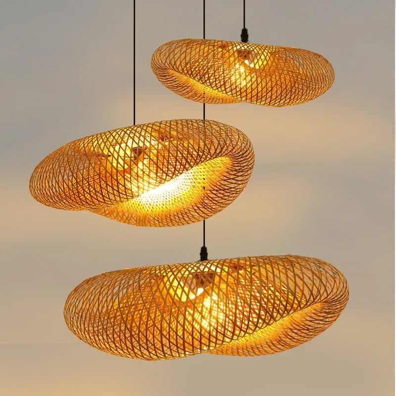 BowLift | Bamboo Pendant Light | Handmade Hanging Lamp for Dining Room
