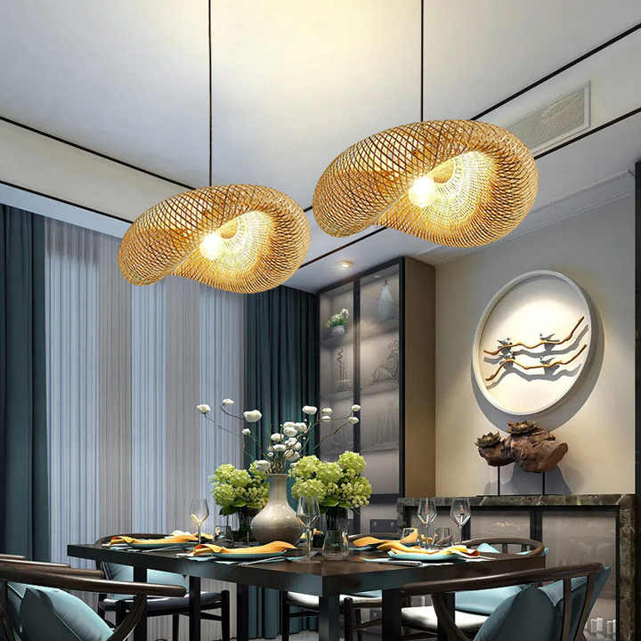 BowLift | Bamboo Pendant Light | Handmade Hanging Lamp for Dining Room