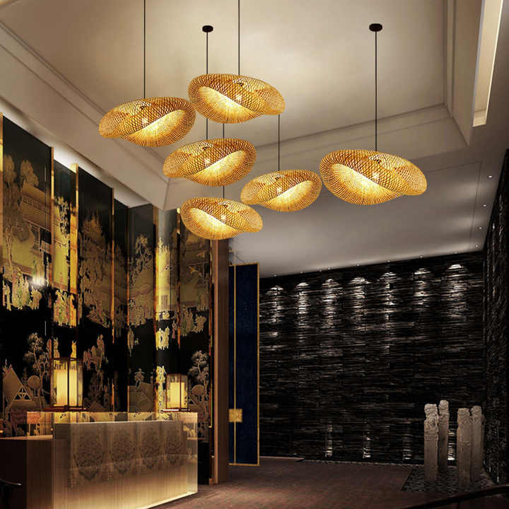 BowLift | Bamboo Pendant Light | Handmade Hanging Lamp for Dining Room