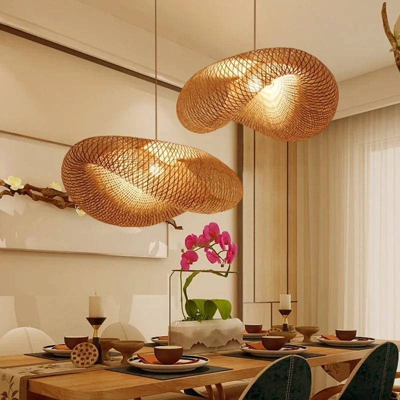 BowLift | Bamboo Pendant Light | Handmade Hanging Lamp for Dining Room