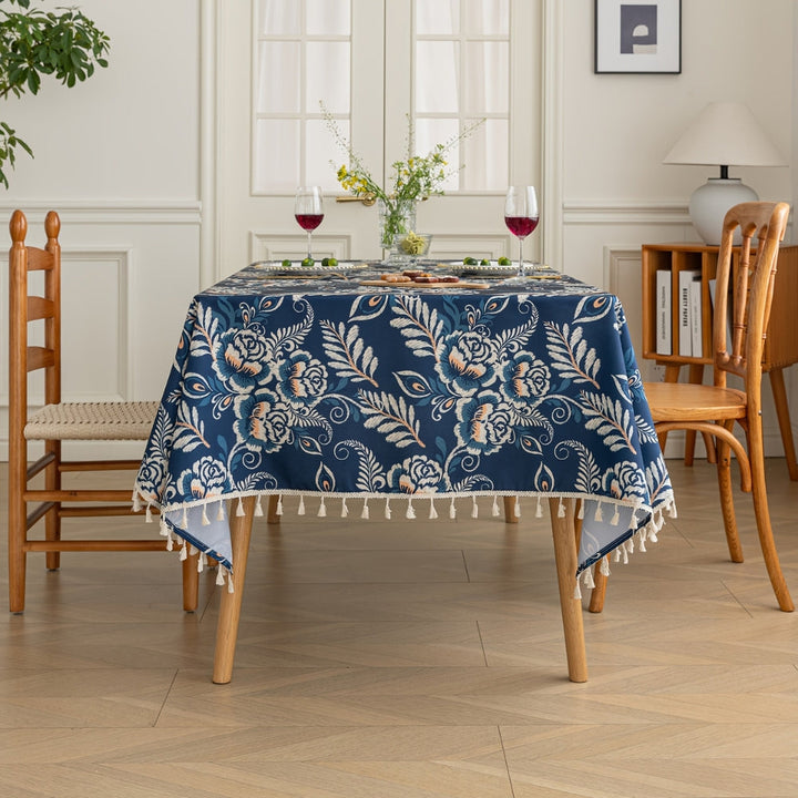 BowLift | Peacock Blossom Boho Floral Tablecloth with Tassel
