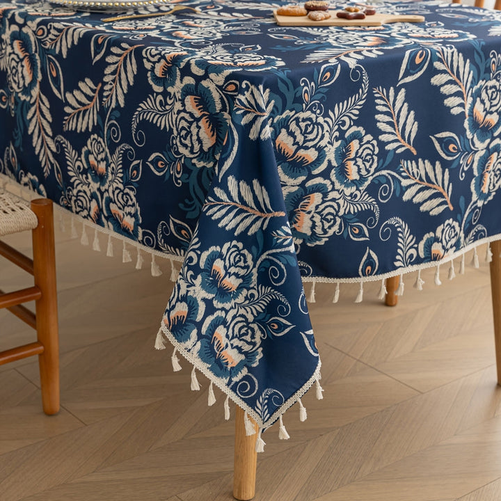 BowLift | Peacock Blossom Boho Floral Tablecloth with Tassel