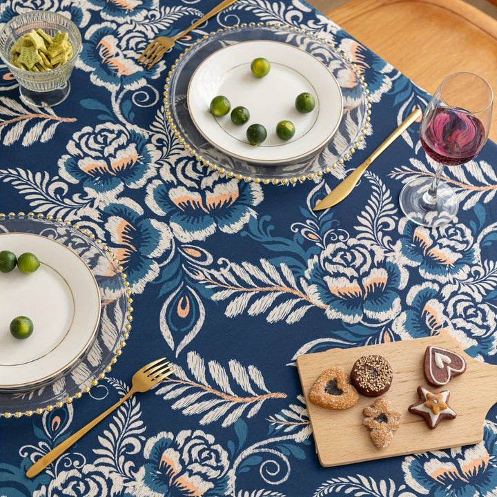 BowLift | Peacock Blossom Boho Floral Tablecloth with Tassel