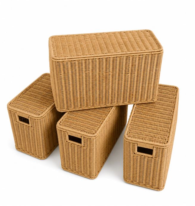 Women Multifunctional Rattan Basket with Lid Bowlift