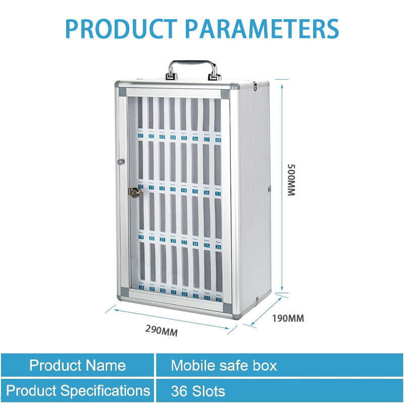 36-Slot Lockable Cell Phone Storage Cabinet with Key Lock
