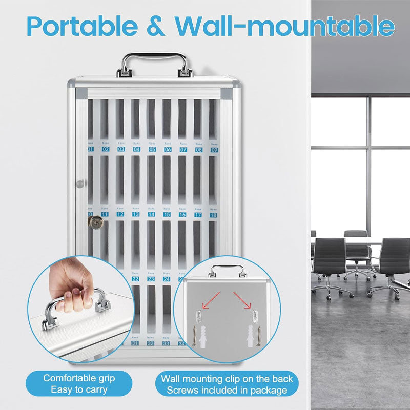 36-Slot Lockable Cell Phone Storage Cabinet with Key Lock