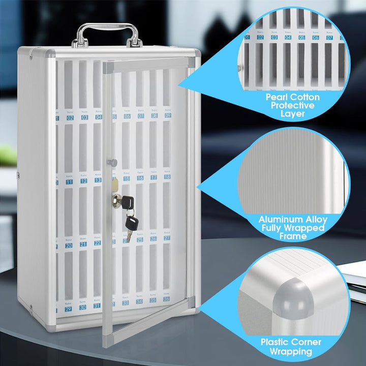 36-Slot Lockable Cell Phone Storage Cabinet with Key Lock