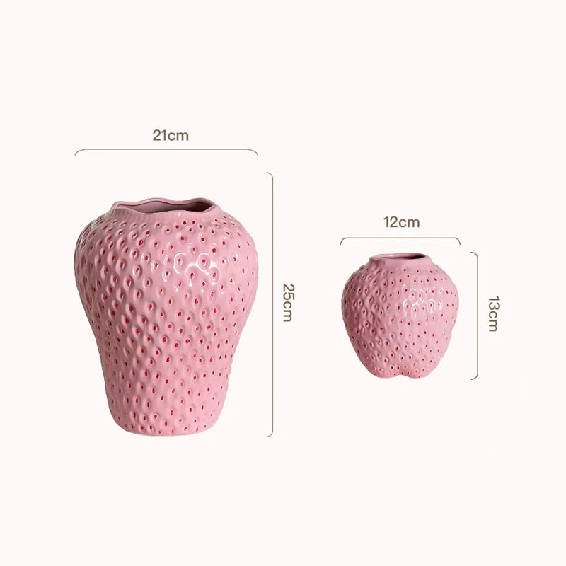Ceramic vase in strawberry design, decorative flower vase for living room and kitchen | Bowlift