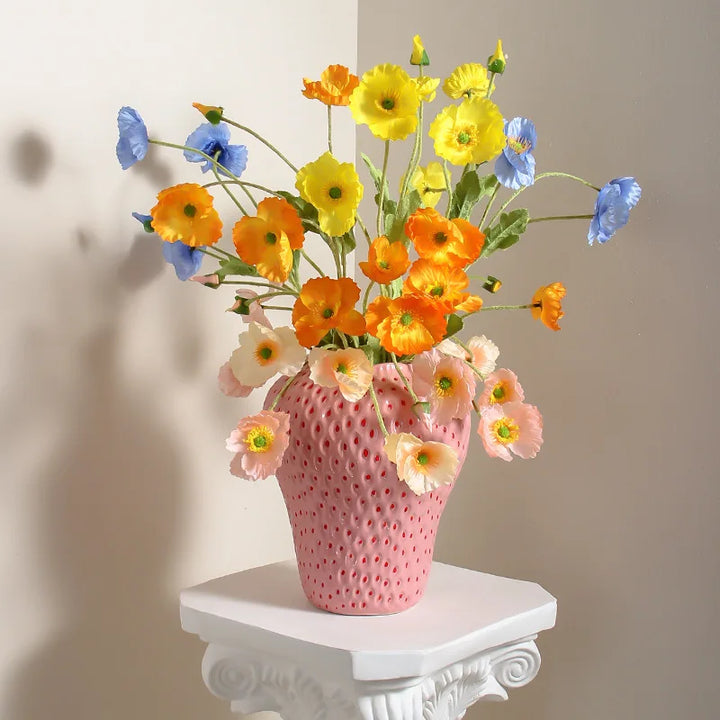 Ceramic vase in strawberry design, decorative flower vase for living room and kitchen | Bowlift