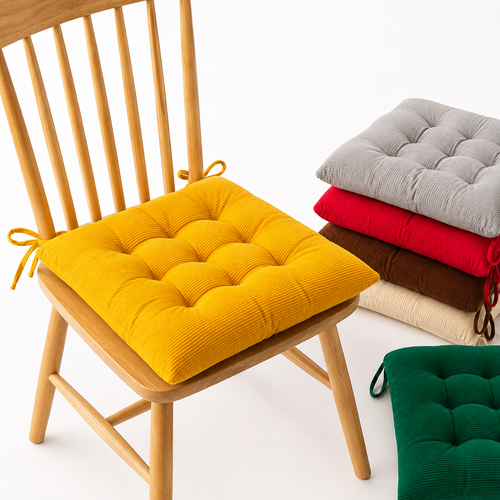 Tufted corduroy seat cushion with high-density polyester fill and anti-slip backing Bowlift