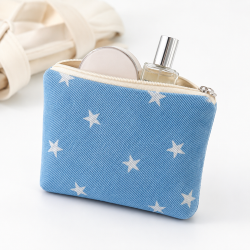 Soft star print canvas cosmetic pouch Bowlift