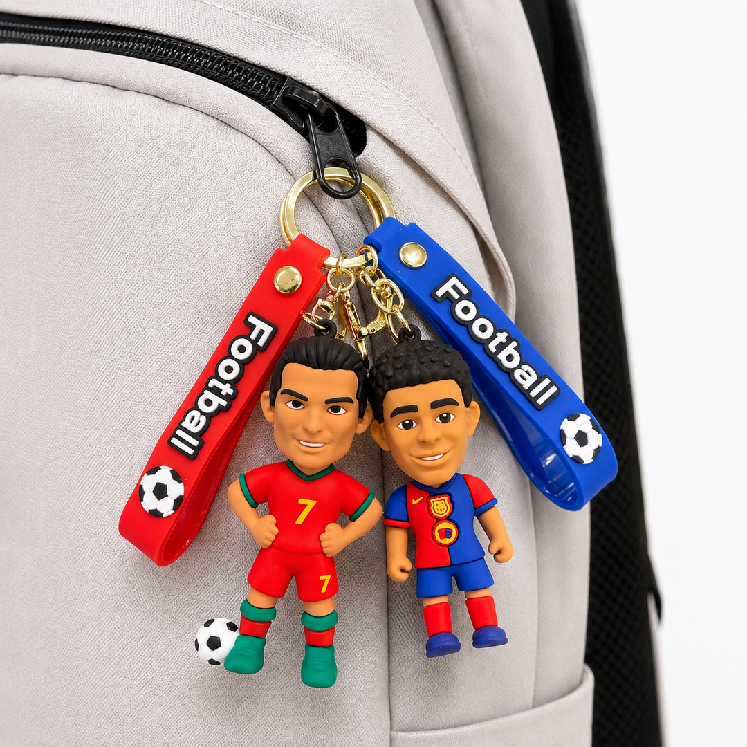 Collectible soccer player rubber keychain Bowlift