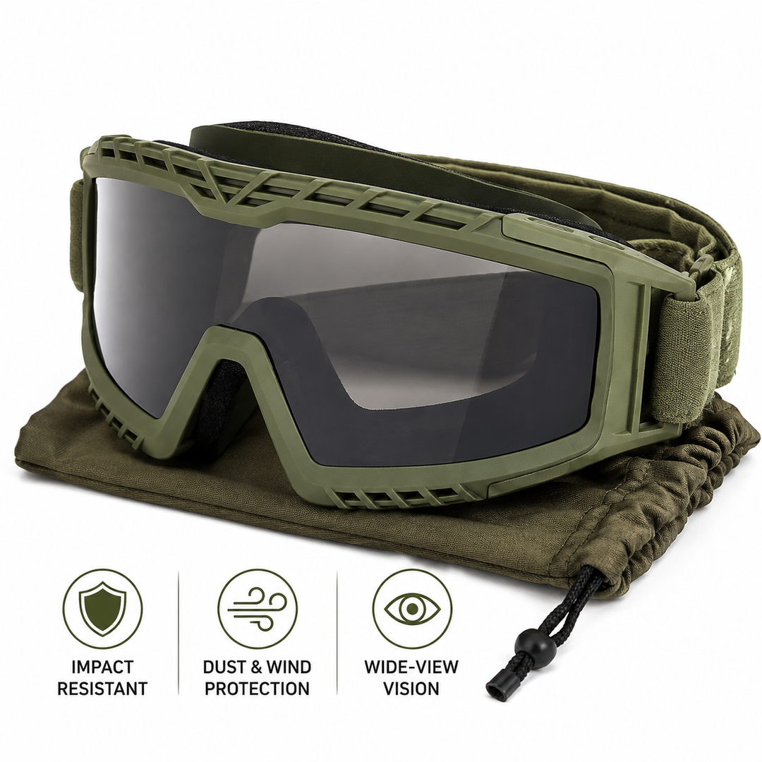 Tactical Ballistic Goggles with Anti-Fog Dual-Layer Lens and Adjustable Elastic Strap Bowlift