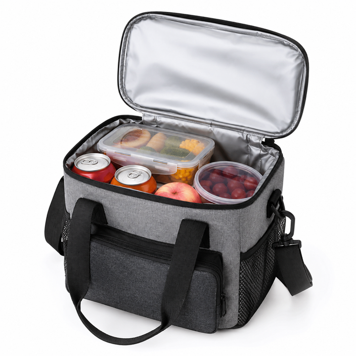 Insulated Lunch Cooler Tote Bag with Front Organizer Pocket and Adjustable Shoulder Strap Bowlift