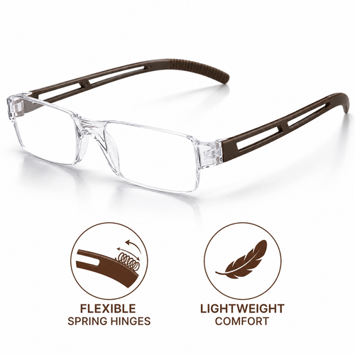 Slim Semi-Rimless Lightweight Reading Glasses with Flexible Cutout Temples Bowlift