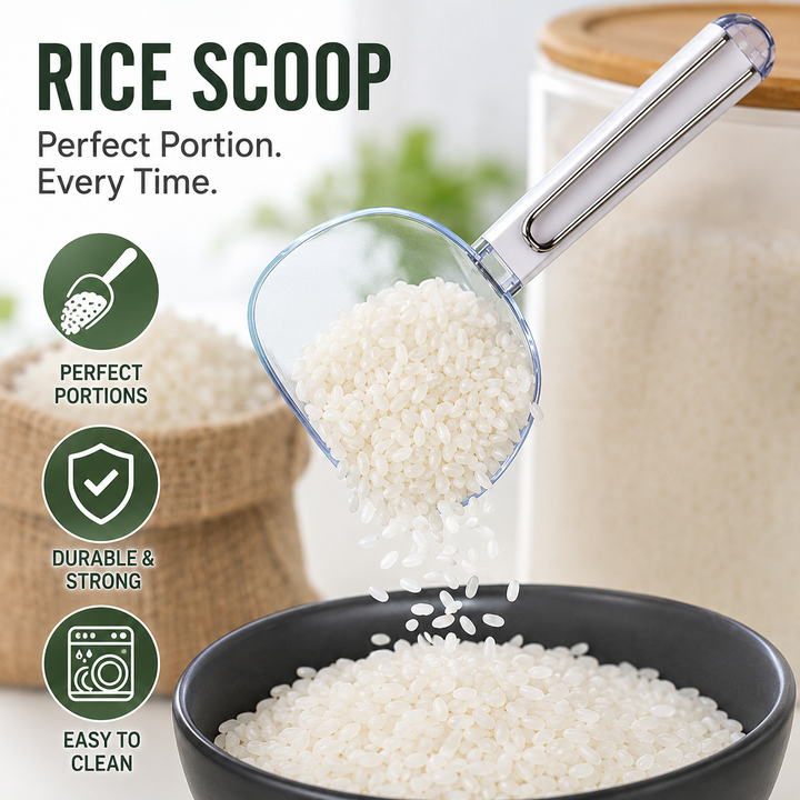 Ergonomic Transparent Bowl Scoop with Quick-Release Wire Handle Bowlift