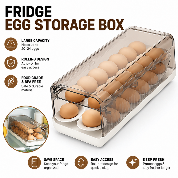 Large Capacity Transparent Stackable Refrigerator Egg Organizer with Sliding Lid Bowlift