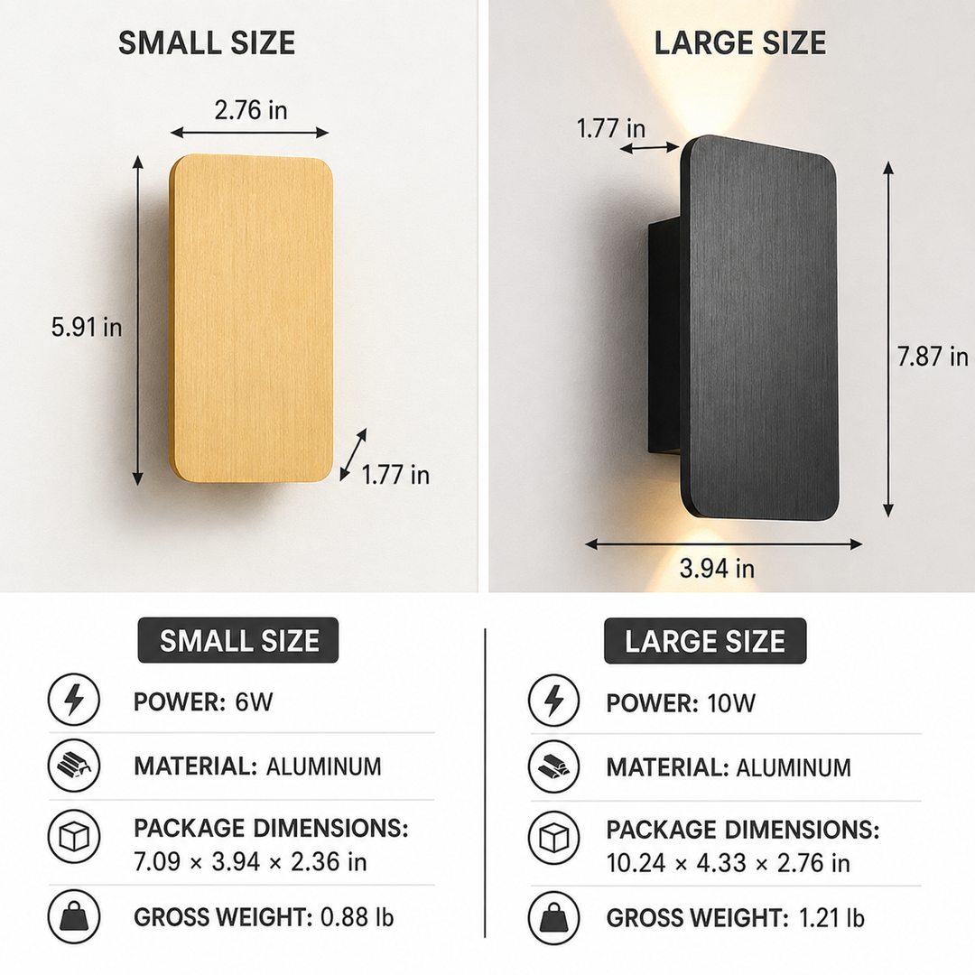 Modern rectangular LED wall sconce with dual up down beam and slim low-profile housing Bowlift