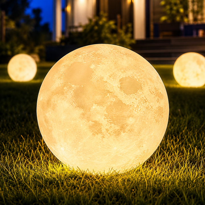 Outdoor moon sphere garden lamp solar powered rechargeable waterproof decorative orb light Bowlift