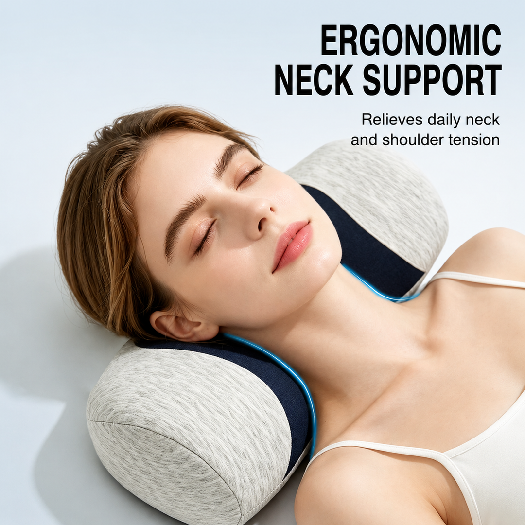 Contoured memory foam cervical neck support pillow Bowlift