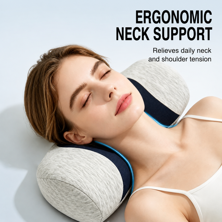Contoured memory foam cervical neck support pillow Bowlift