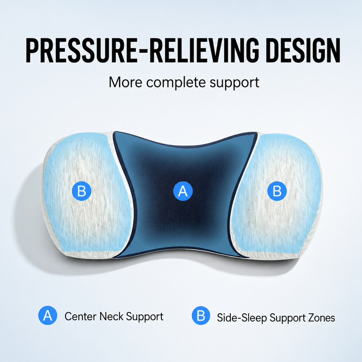 Contoured memory foam cervical neck support pillow Bowlift