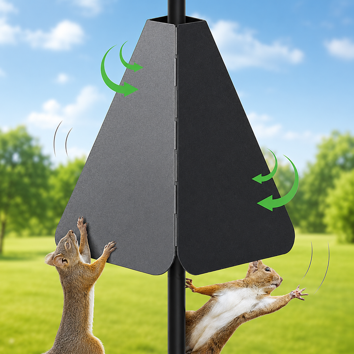 Pole-mounted squirrel baffle and bird feeder protector Bowlift