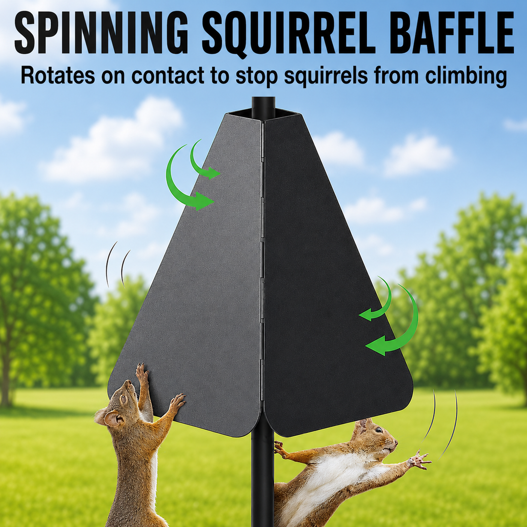 Pole-mounted squirrel baffle and bird feeder protector Bowlift