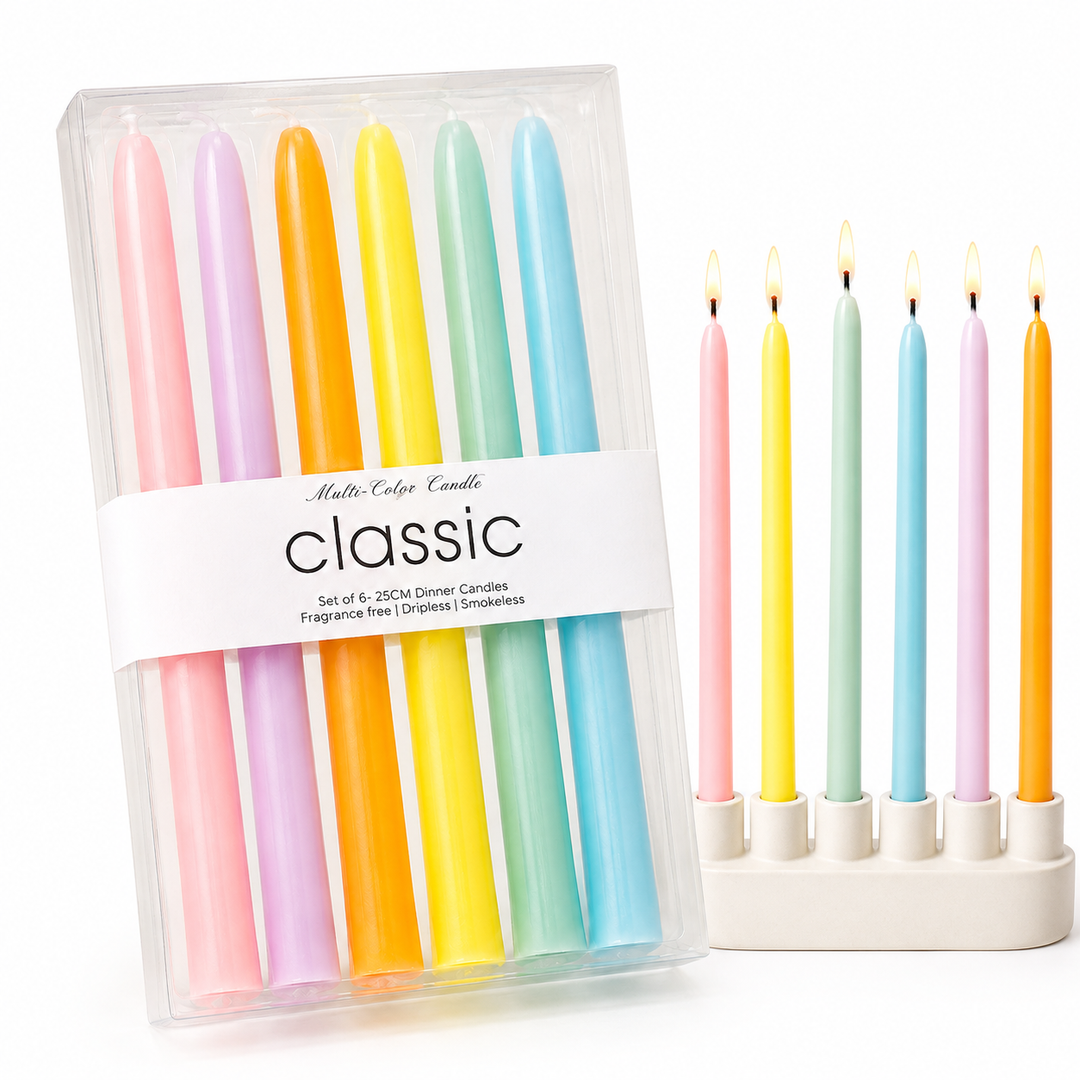 Pastel tapered dinner candles Bowlift