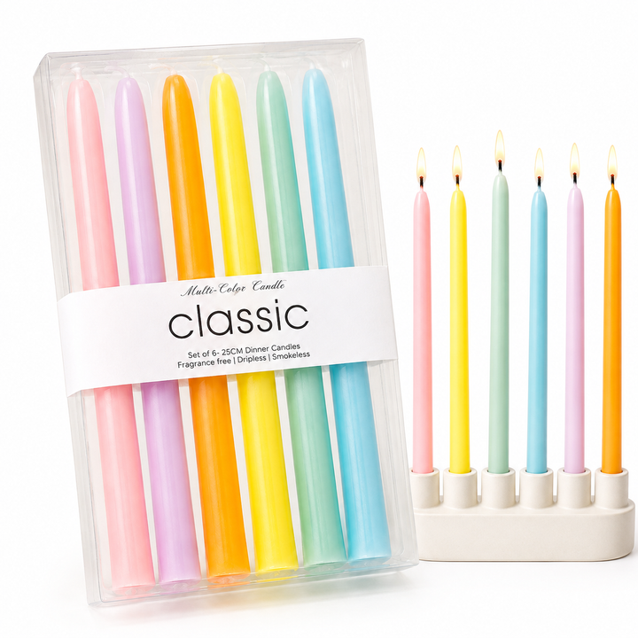 Pastel tapered dinner candles Bowlift