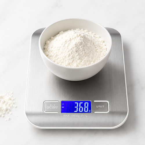 Brushed stainless steel digital kitchen scale with tare and multi-unit conversion Bowlift