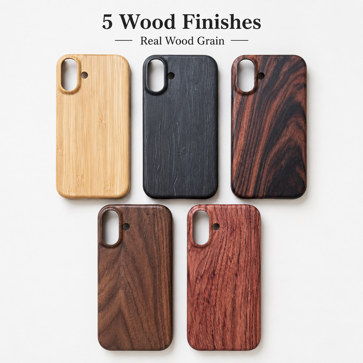 Handcrafted full-grain wood protective phone case with raised camera bezel Bowlift
