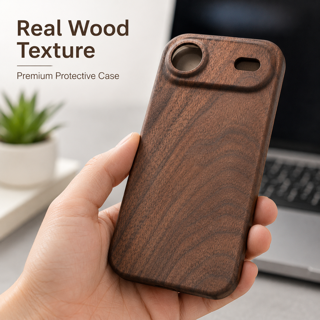 Handcrafted full-grain wood protective phone case with raised camera bezel Bowlift