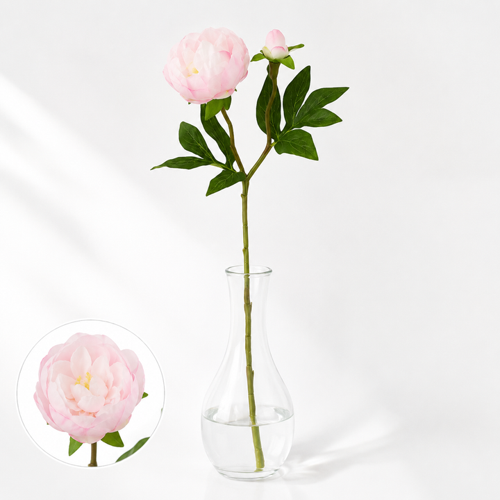 Realistic silk peony stem with buds and flexible long stem Bowlift