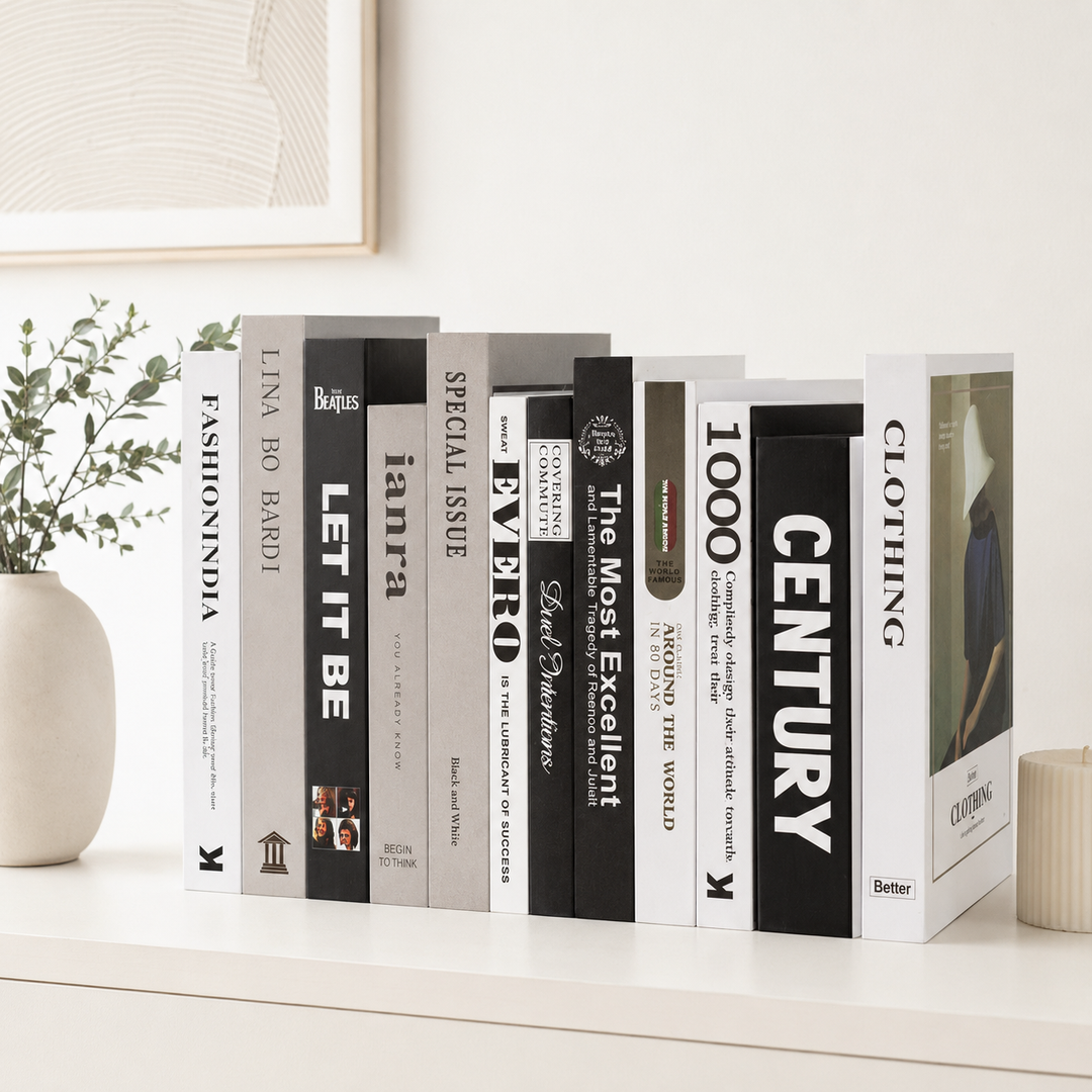 Decorative faux book storage box set for bookshelf styling Bowlift