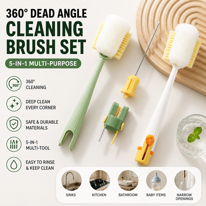 Ergonomic long-handle bottle and straw cleaning brush set with replaceable sponge head Bowlift