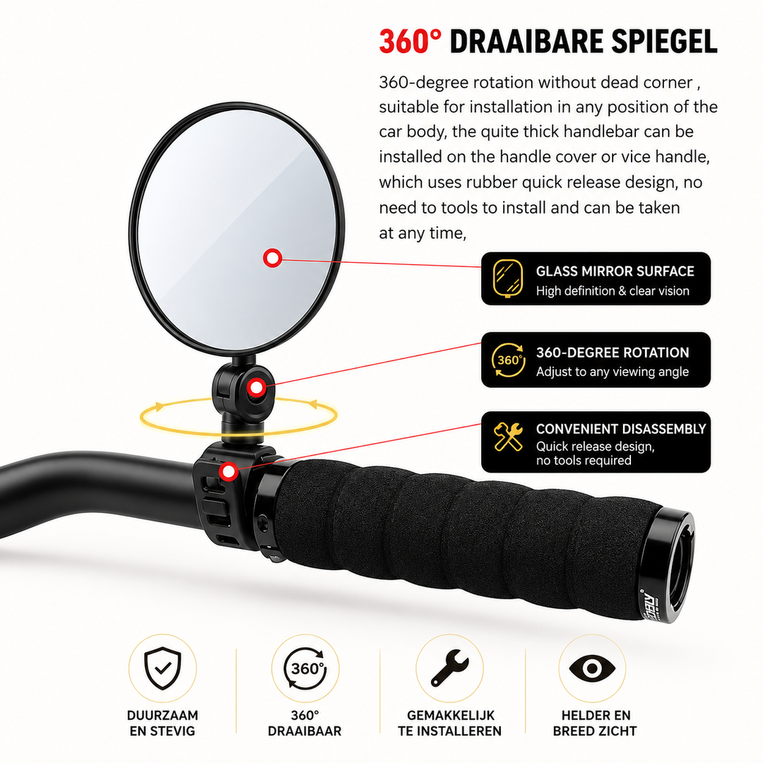 SeeEz Bike Rearview Mirror for Handlebar | Bowlift