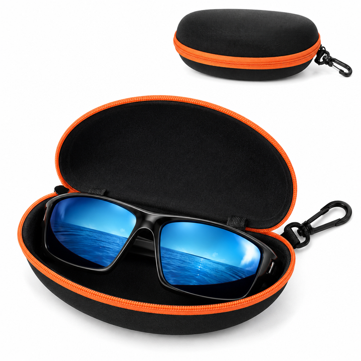 Hardshell Zippered Sunglasses Case with Carabiner Protective EVA Shell Bowlift