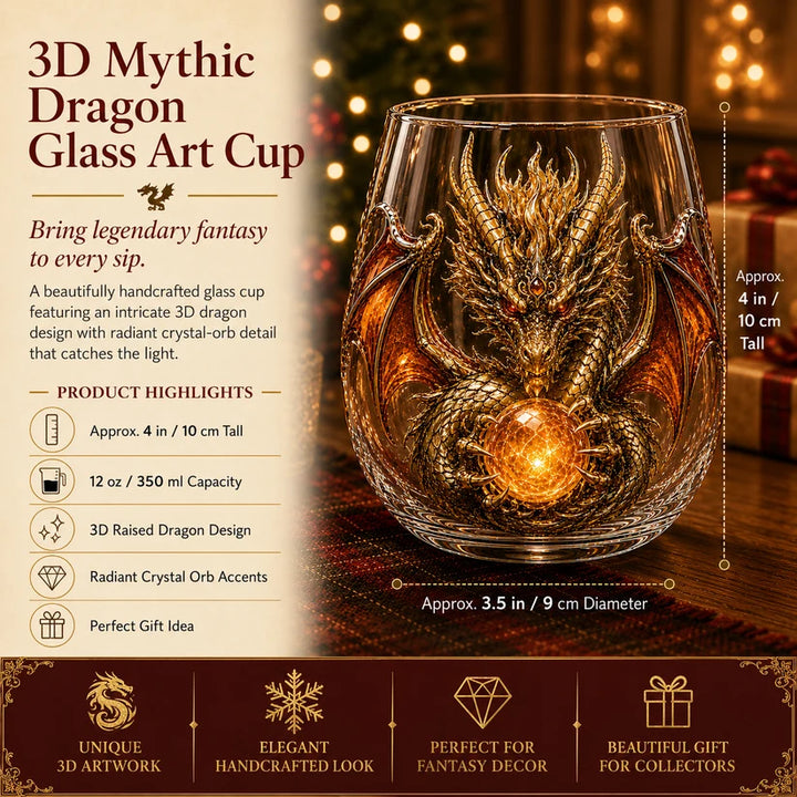 3D Mythic Dragon Glass Cup