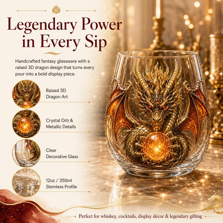 3D Mythic Dragon Glass Cup