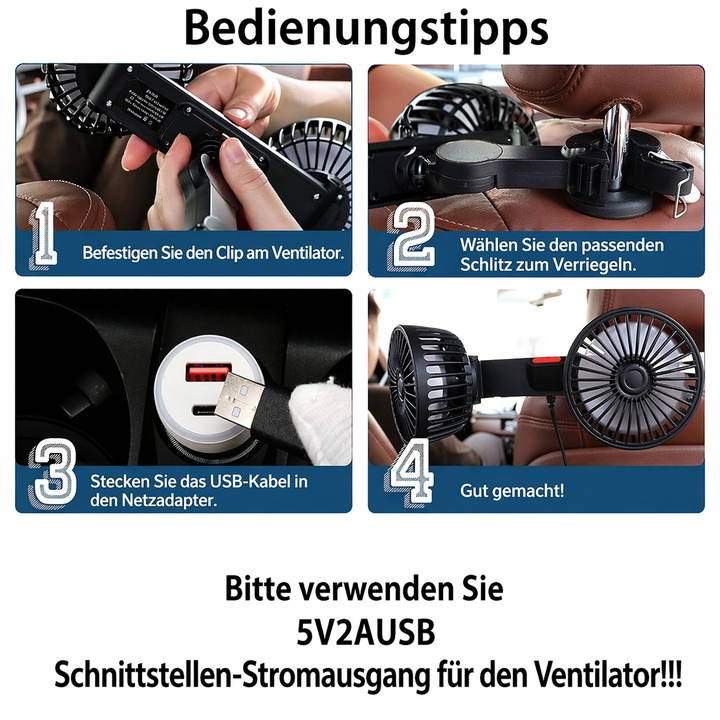 USB Fan for Car with 2 Heads | Bowlift