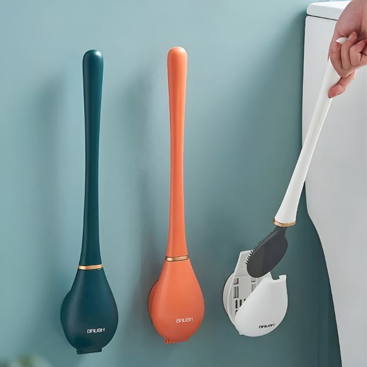 BowLift | CleanSweep | Silicone Toilet Brush with Wall Holder