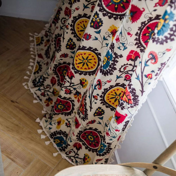 BowLift | Boho Color Wheel Bloom Tassel Curtain